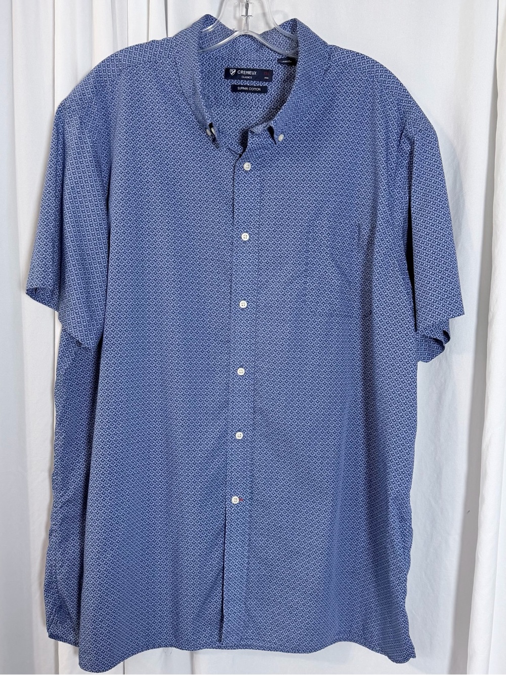Cremieux Classics Supima Cotton Blue Short-Sleeve Button-Down Shirt